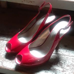 Red " Guess" Peep-Toe Sling-Backs